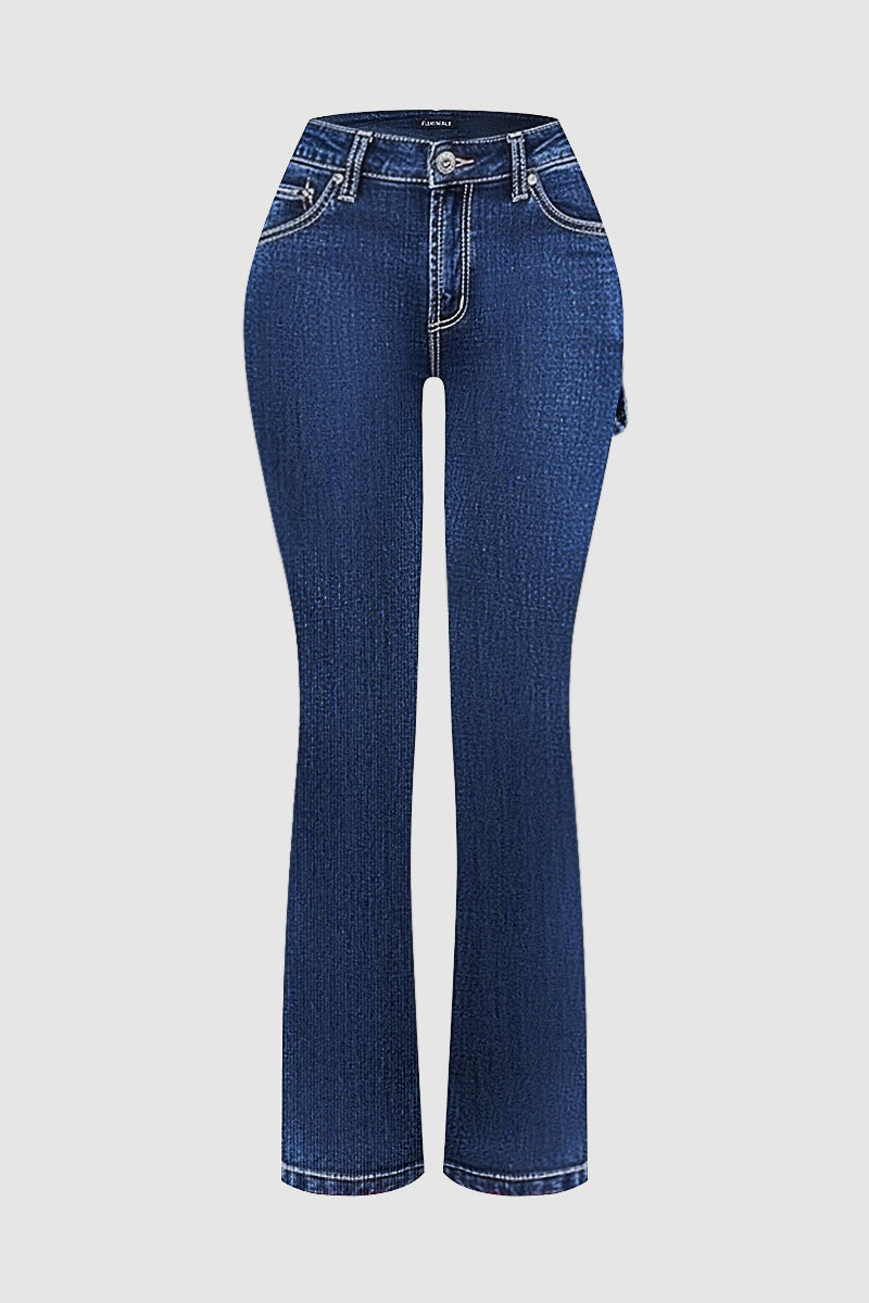 Wash Mid Rise Bootcut Carpenter Jeans Without Belt