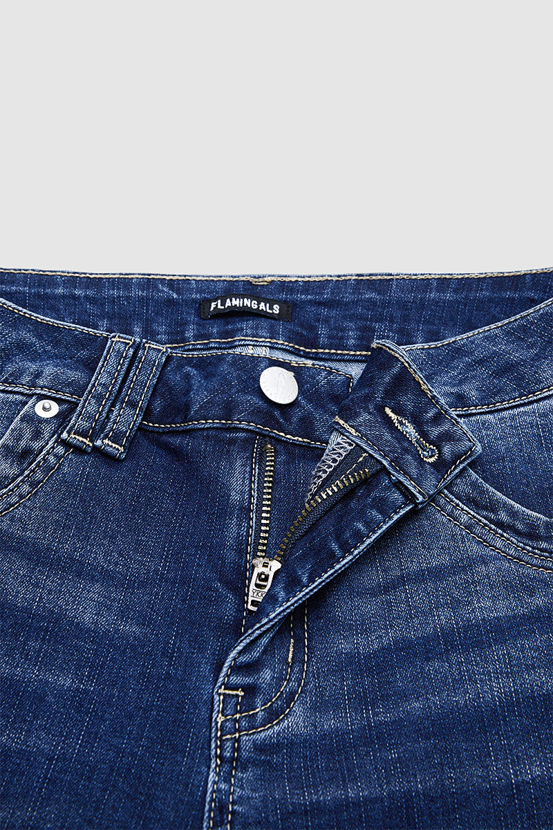 Wash Roll Hem Mid Rise Capri Skinny Jeans