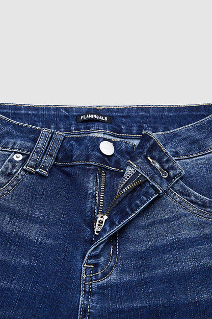 Wash Roll Hem Mid Rise Capri Skinny Jeans