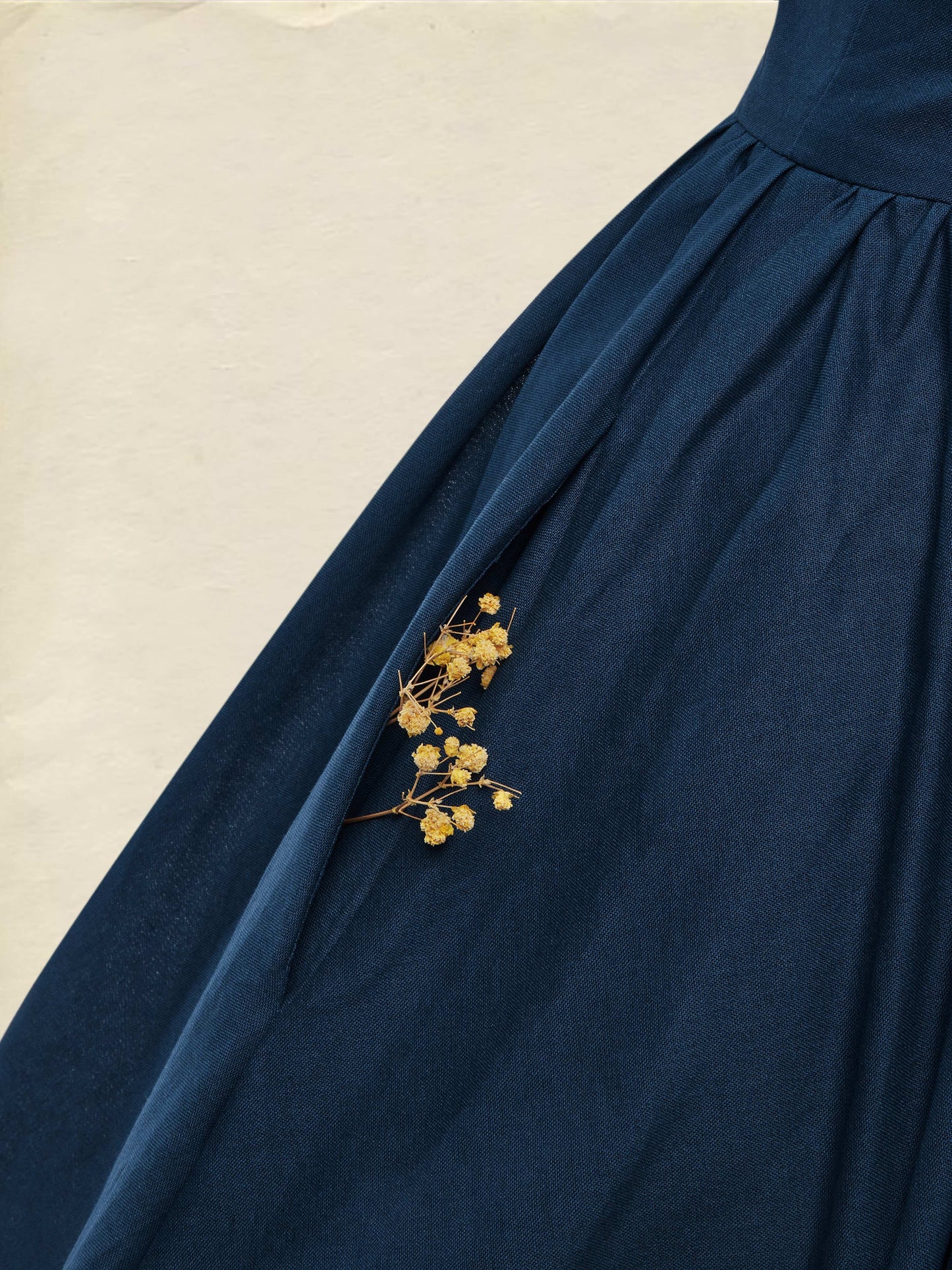 Robe longue en lin, manches courtes, col en V, unie, dentelle, vintage, bleue