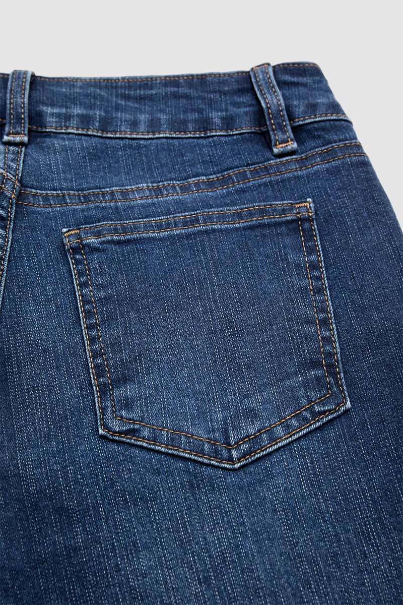 Wash Ripped Raw Hem Straight Leg Mid Rise Crop Jeans