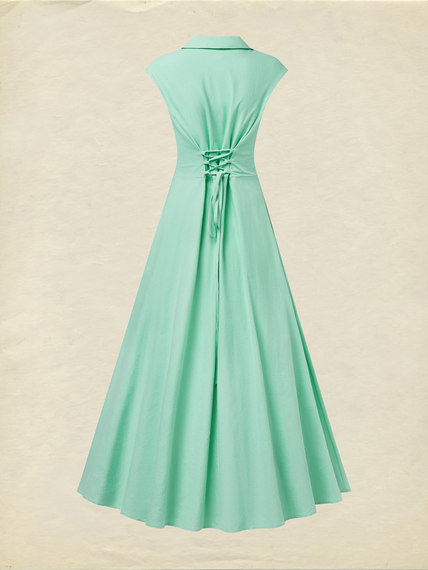 Robe longue en mélange lin-coton, manches courtes, col châle, unie, boutonnée, vintage, rose