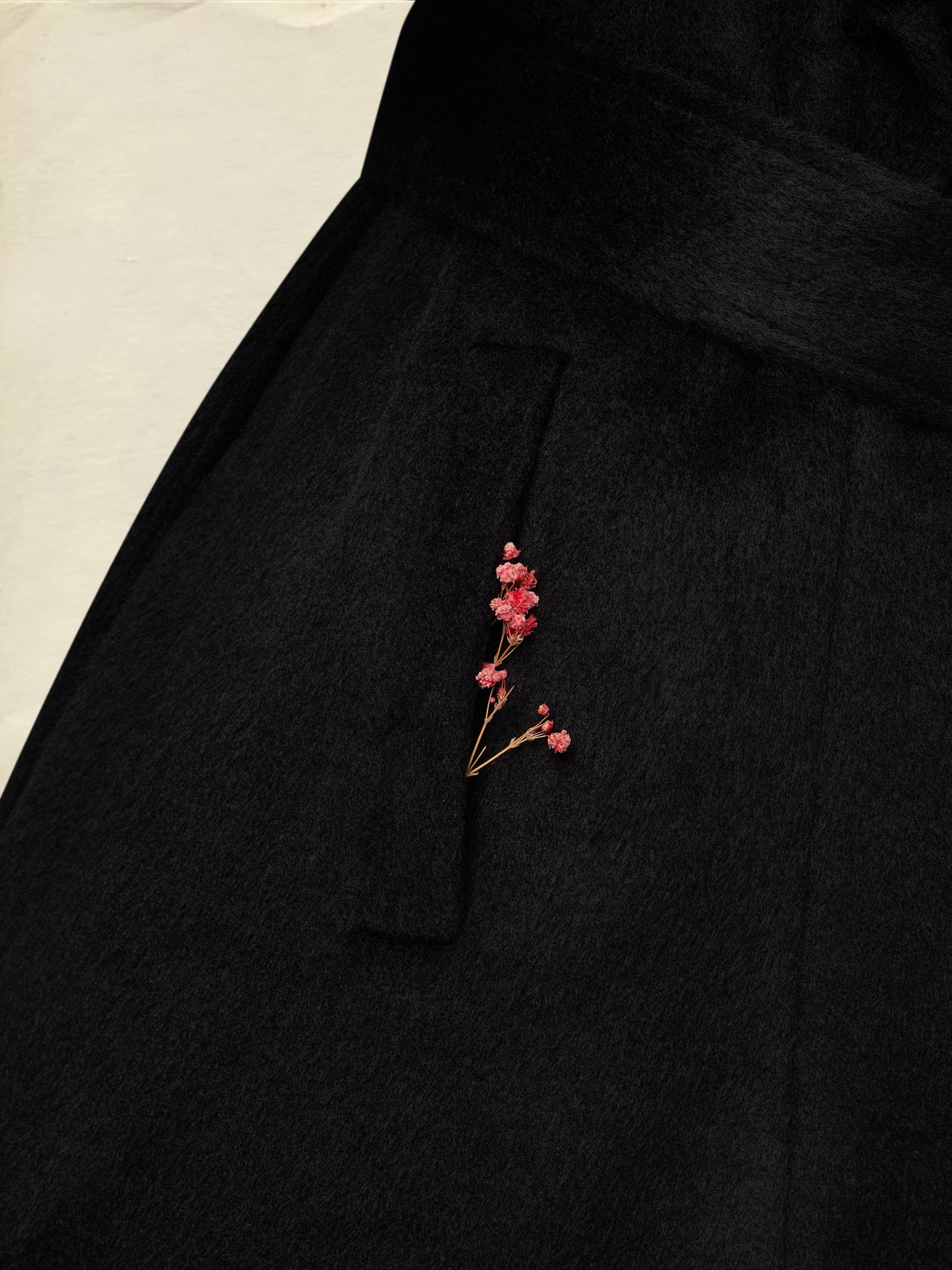 Trench-coat en laine, manches longues, col à revers, uni, boutonné, vintage, noir