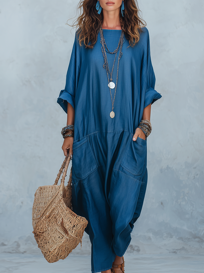 Robe de poche bleu nuit bohème