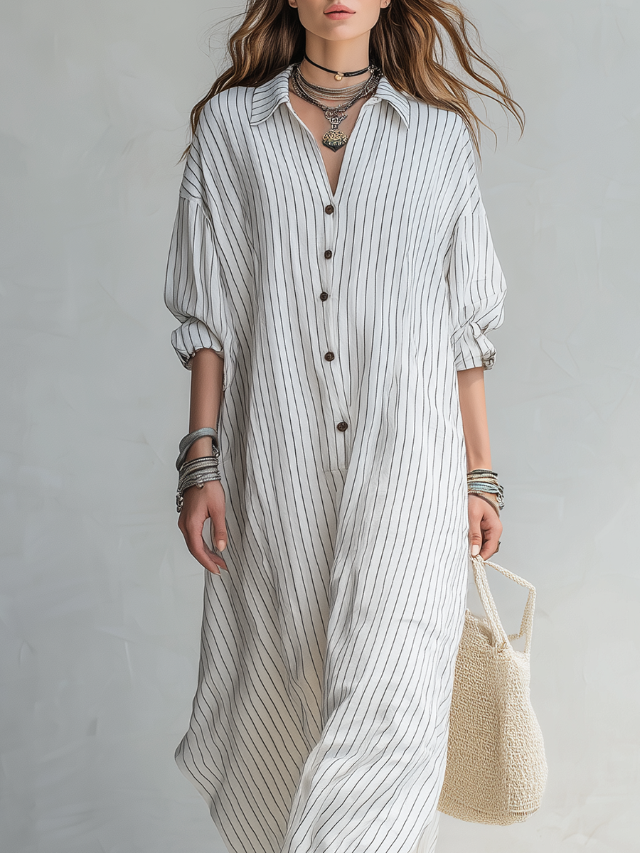 Robe chemise rayée simple
