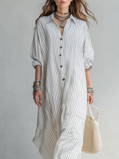Robe chemise rayée simple