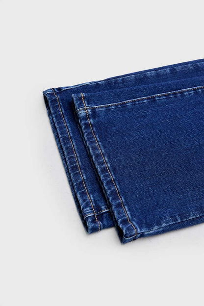 Wash Stitch Detail Mid Waist Bootcut Jeans