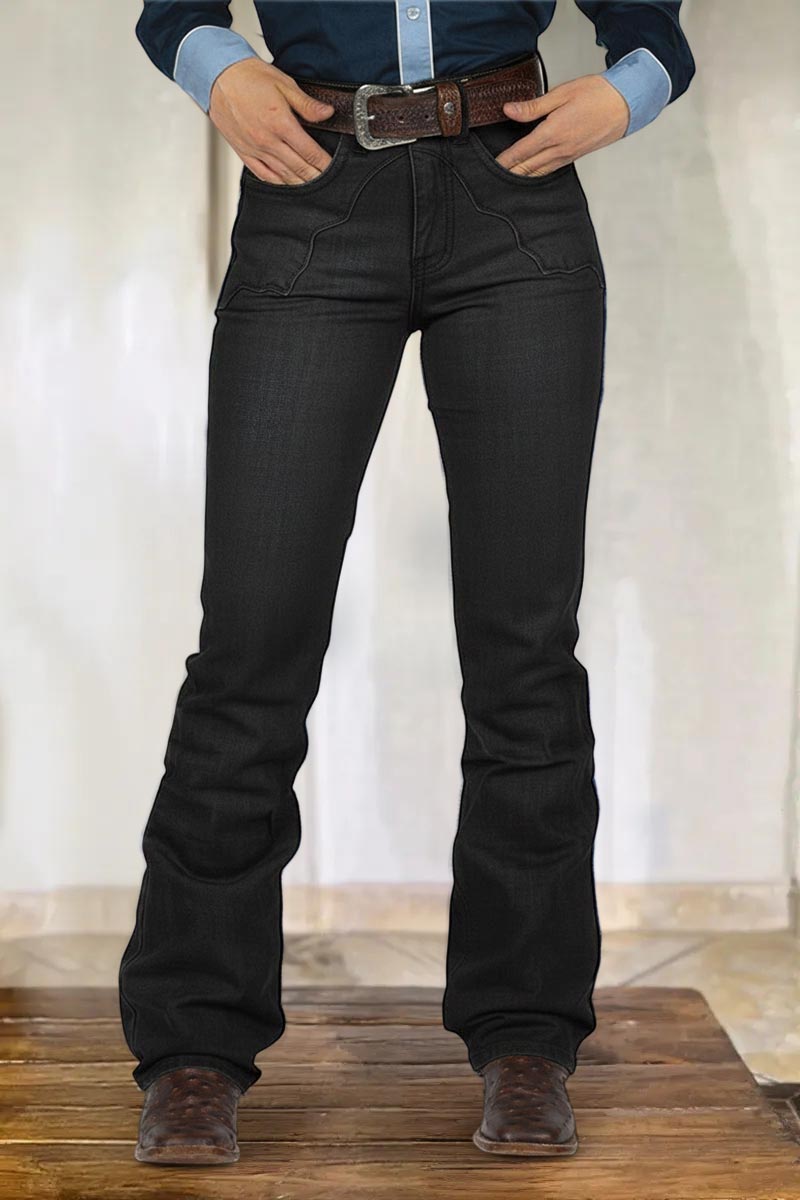 Stitch Detail High Waist Bootcut Jeans Without Belt
