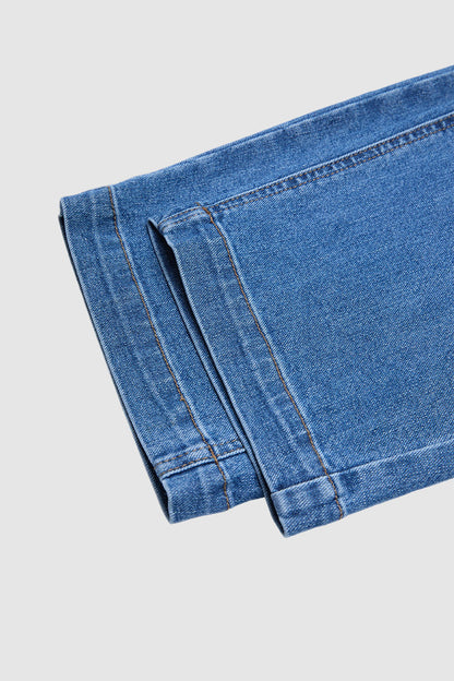 Ripped Flap Decor High Waist Straight Leg Cropped Jeans