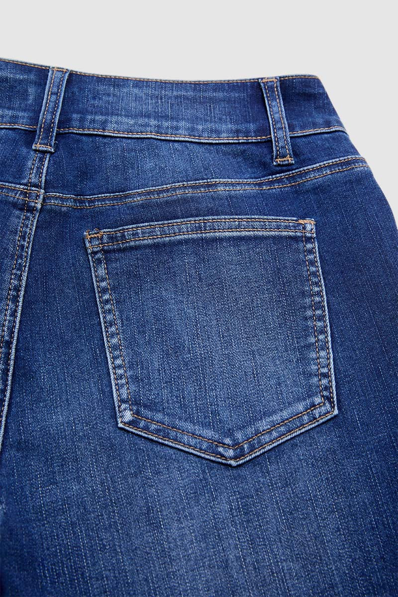 Wash Stitch Detail Mid Waist Bootcut Jeans