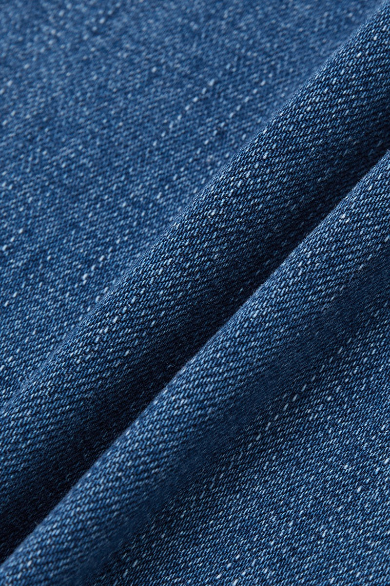Wash Patch Pocket Tie Front Shirred High Rise Wide Leg Jeans