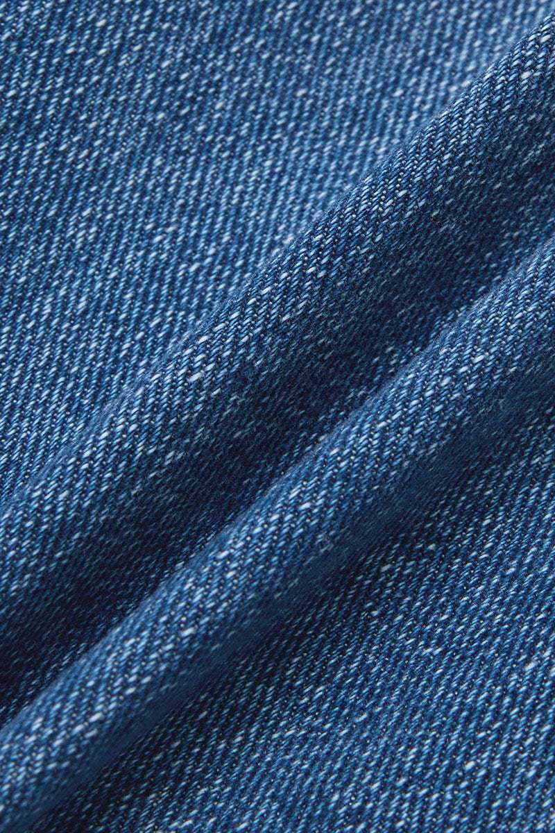 Raw Hem Stitch Detail Drawstring High Waist Denim Bermuda Shorts
