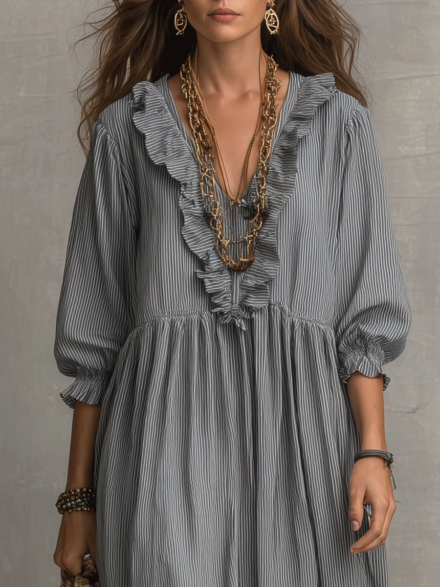 Robe longue vaporeuse bohème à volants