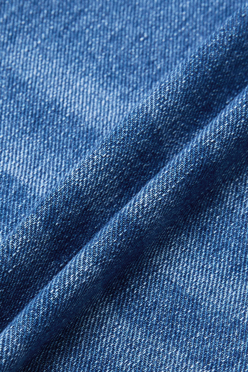 Wash Side Button Detail Split Mid Waist Wide Leg Jeans Without Belt