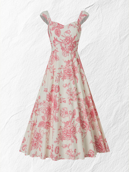 Robe longue en coton, sans manches, encolure en cœur, à fleurs, à bretelles, vacances, vintage, abricot