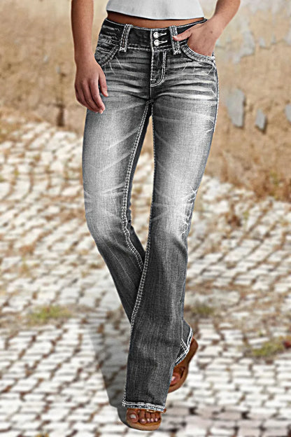 90s Vintage Slant Pocket Mid Waist Bootcut Jeans