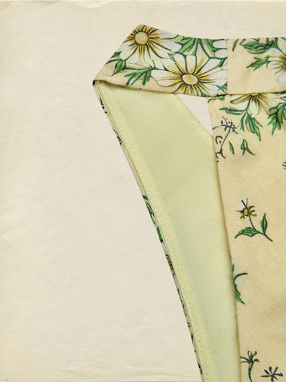 Robe longue en coton, sans manches, col en V, à fleurs, fleurs en 3D (détachables), vacances, vintage, jaune