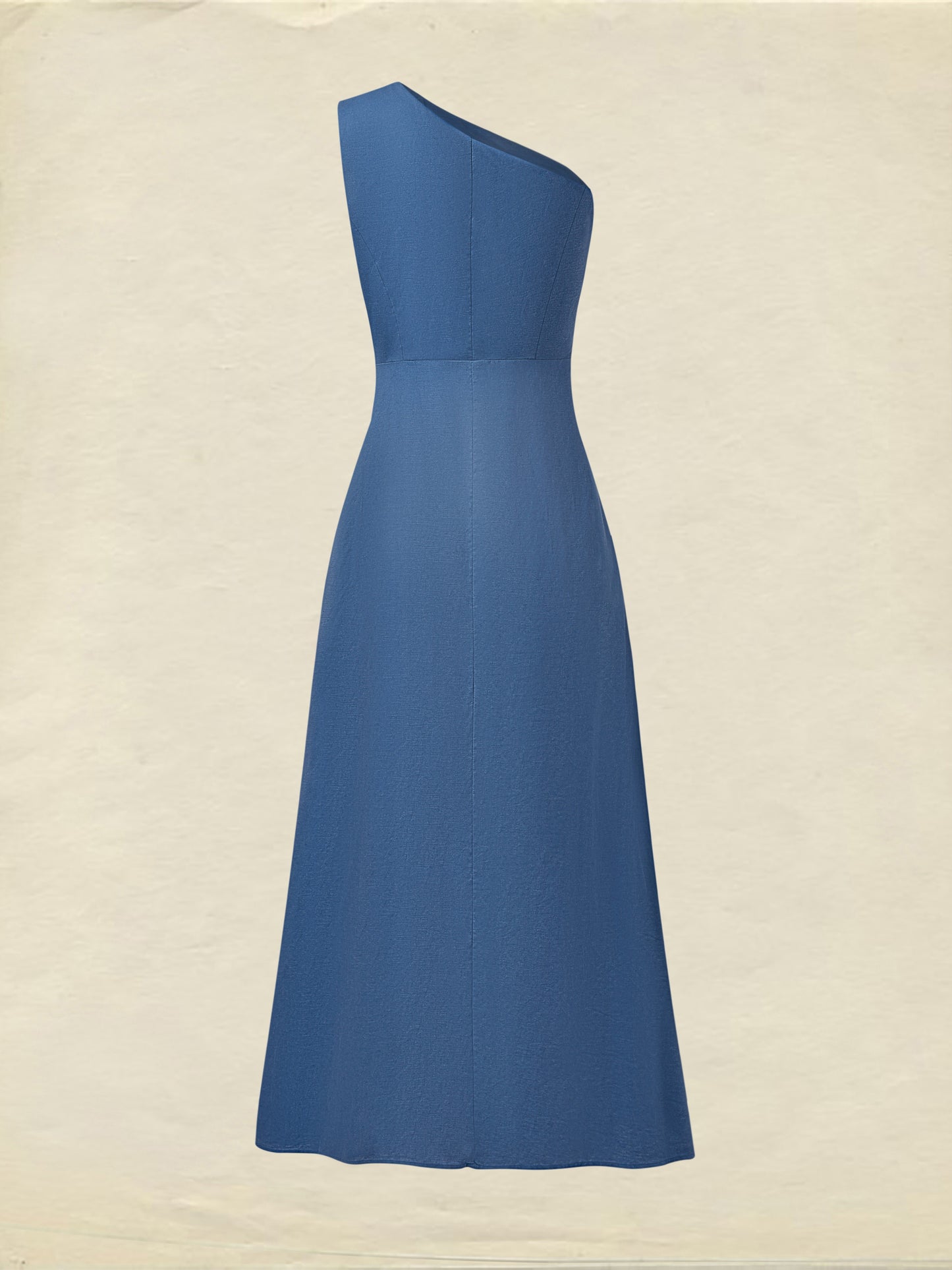 Robe longue en lin, sans manches, asymétrique, unie, avec ceinture, style vintage français, bleu roi
