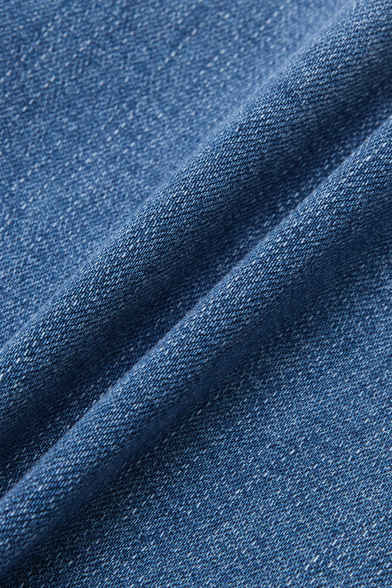 Wash Patch Pocket Raw Hem High Rise Straight Leg Capri Jeans
