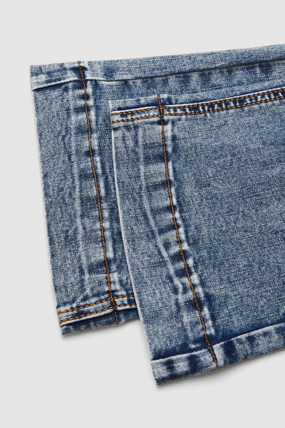 Double Button Stitch Detail High Waist Bootcut Jeans