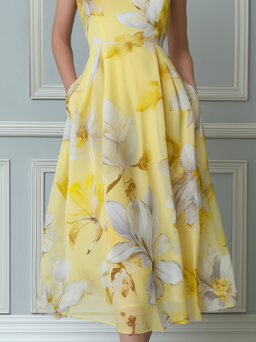 Sun-Drenched Floral Midi Dress