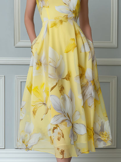 Sun-Drenched Floral Midi Dress