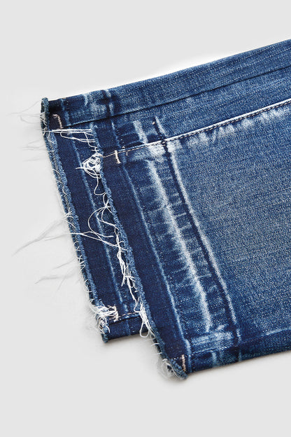 Wash Raw Hem Mid Rise Straight Leg Crop Jeans