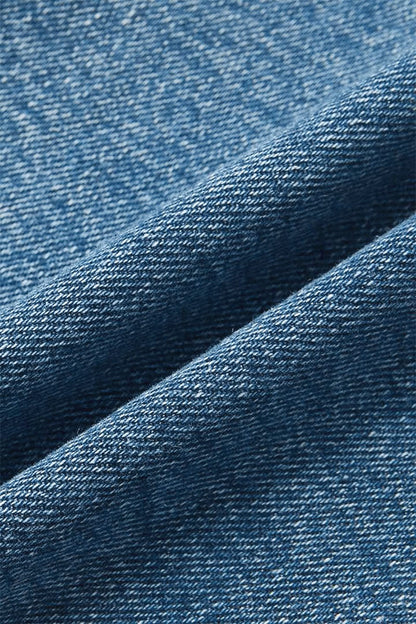 Wash Raw Hem Ripped Mid Rise Crop Straight Leg Jeans