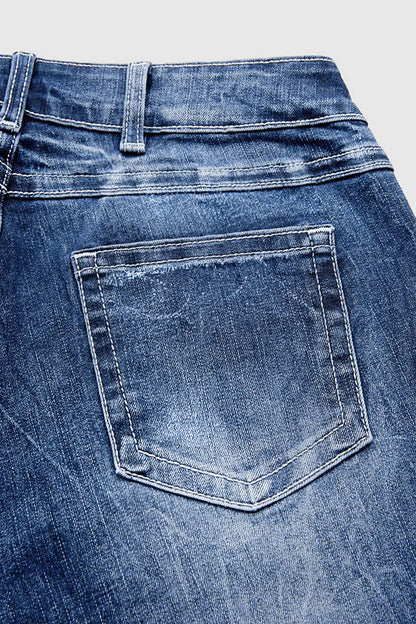 Wash Mid Waist Straight Leg Jeans