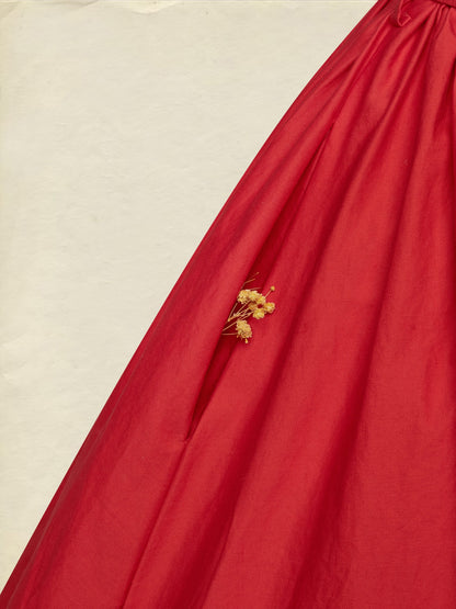 Robe longue en coton, unie, poches décoratives, col châle, mélange de lin, ceinture, vintage, manches courtes, rouge