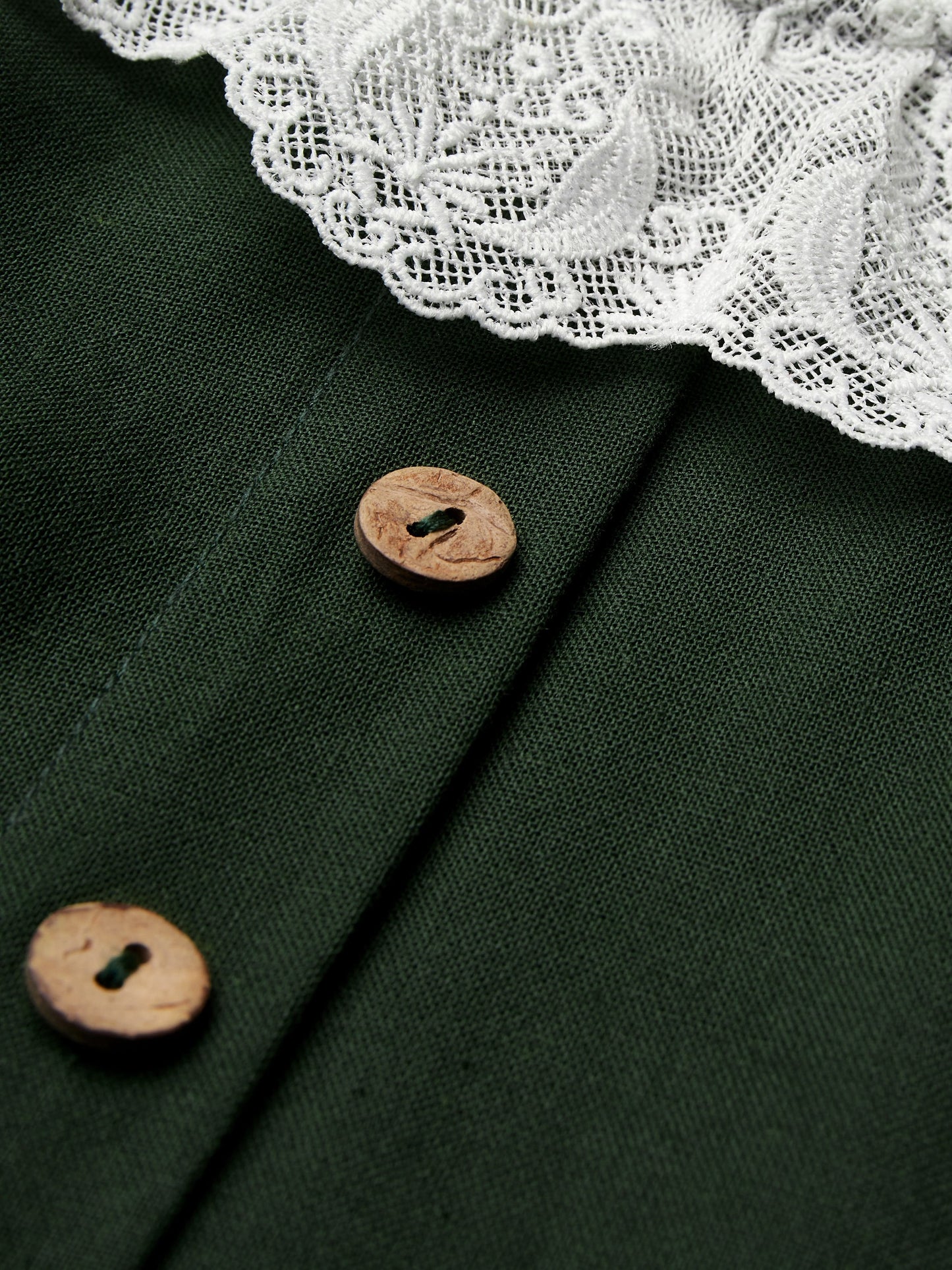 Robe longue en lin, manches longues, col rond, laçage, mélange de lin, vert foncé
