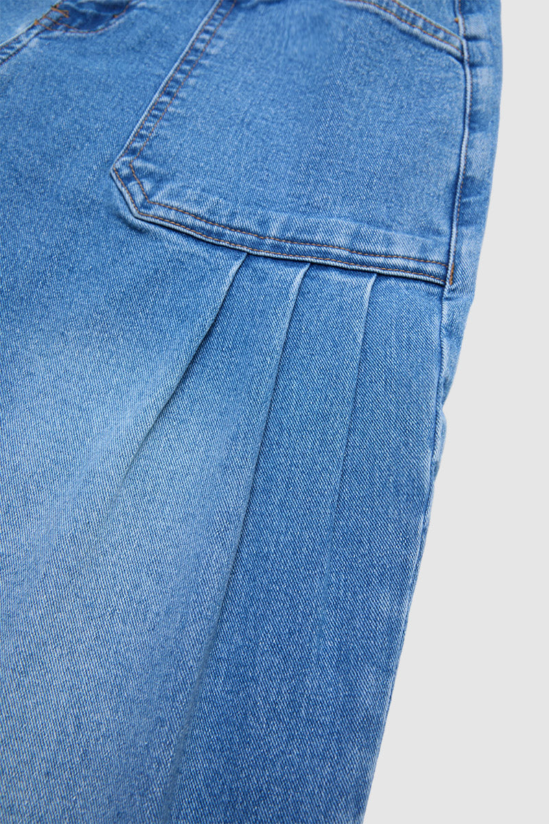 Wash Drawstring Hem Mid Rise Cropped Wide Leg Jeans