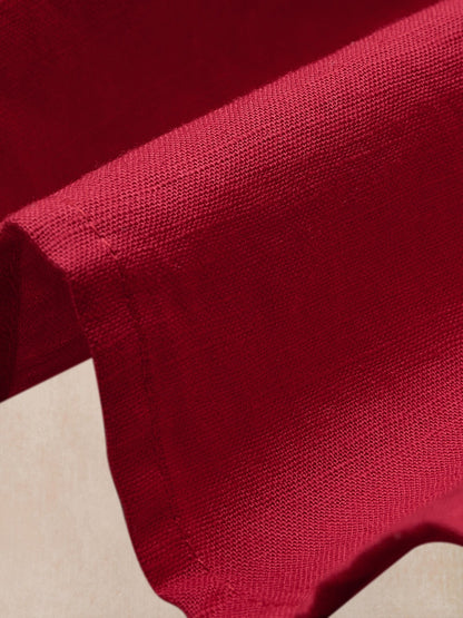 Robe longue en lin, manches 3/4, col en V, style vintage inspiré de Jane, pour tea party, mélange de lin, rouge, ceinture