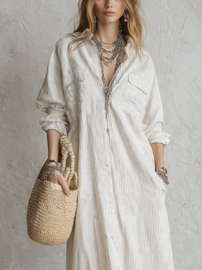 Robe chemise rayée décontractée