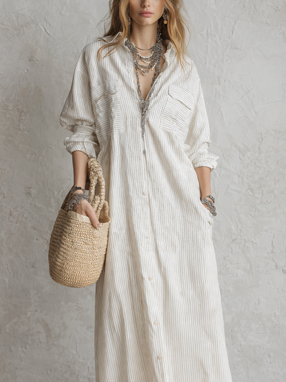 Robe chemise rayée décontractée