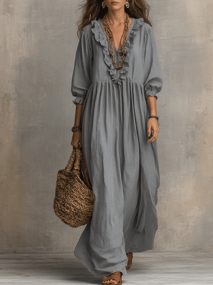 Robe longue vaporeuse bohème à volants