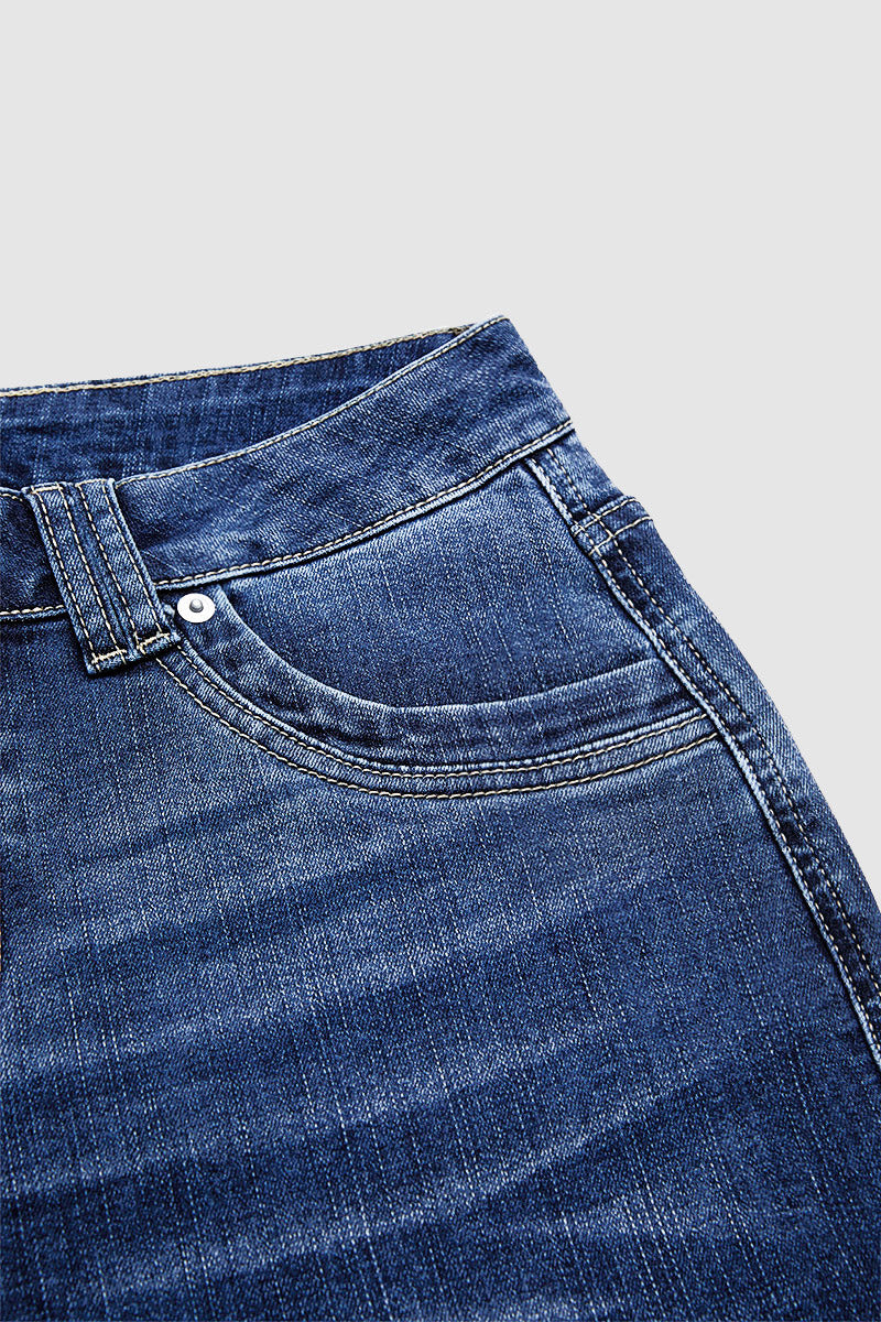 Wash Roll Hem Mid Rise Capri Skinny Jeans