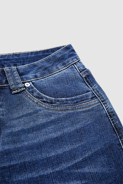 Wash Roll Hem Mid Rise Capri Skinny Jeans