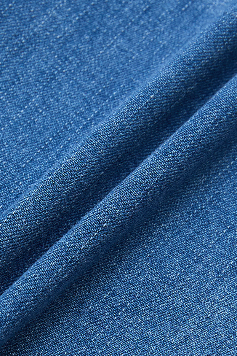 Wash Stitch Detail Mid Waist Straight Leg Jeans