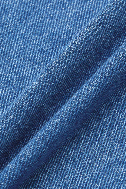 Seam Front Raw Hem High Rise Denim Bermuda Shorts Without Belt