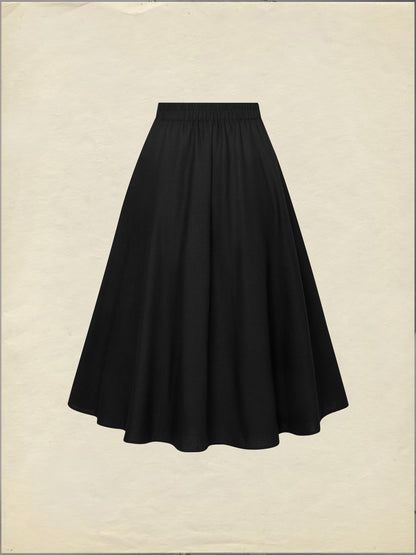 Ensemble jupe mi-longue en lin, manches longues, col à revers, uni, boutonnage, vintage, blanc