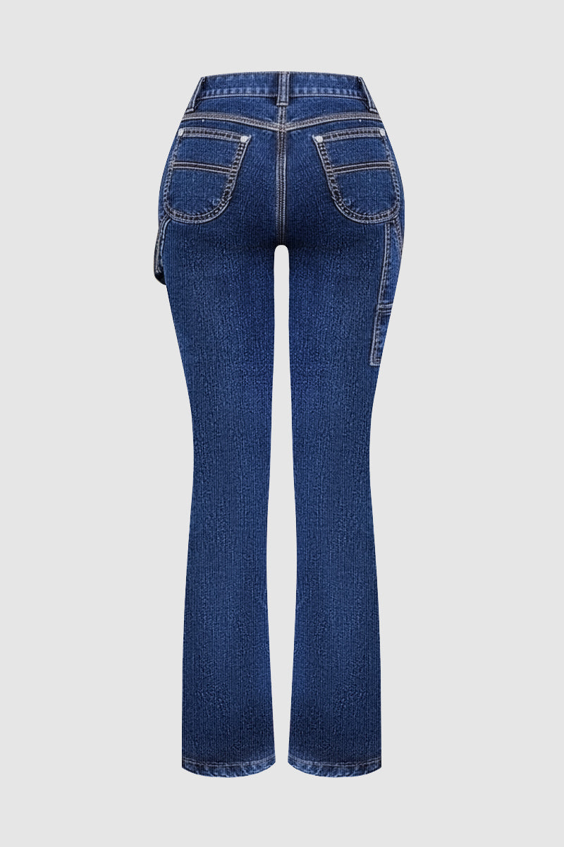 Wash Mid Rise Bootcut Carpenter Jeans Without Belt