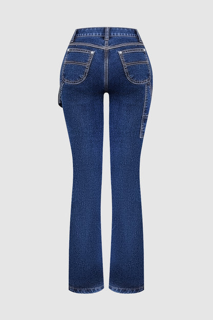 Wash Mid Rise Bootcut Carpenter Jeans Without Belt