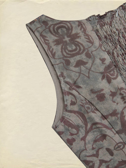 Robe longue en coton, sans manches, col carré, imprimé cachemire, fines bretelles, vacances, vintage, marron