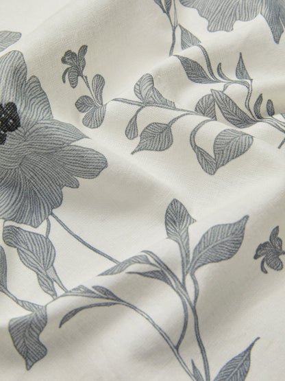 Robe Midi en Lin, Sans Manches, Col Rond, Imprimé Floral, Vacances, Style Vintage, Noire