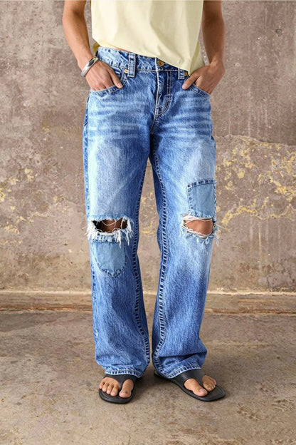 Wash Multi Pocket Mid Rise Straight Leg Jeans
