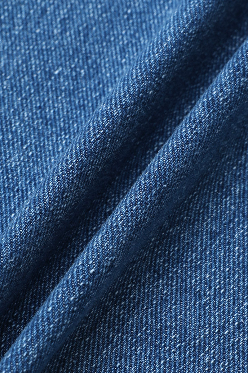 Wash Patch Pocket Mid Rise Straight Leg Crop Jeans