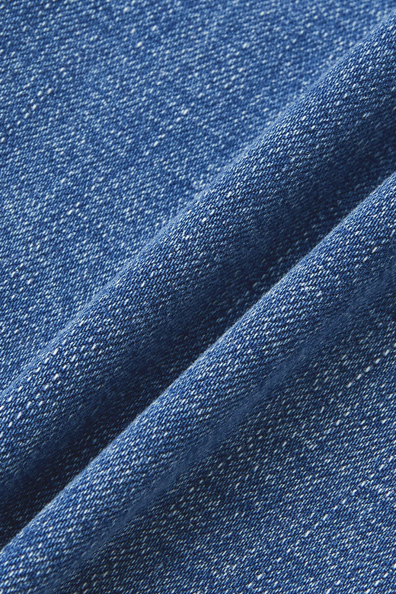 Drawstring Patch Pocket Mid Waist Barrel Leg Jeans