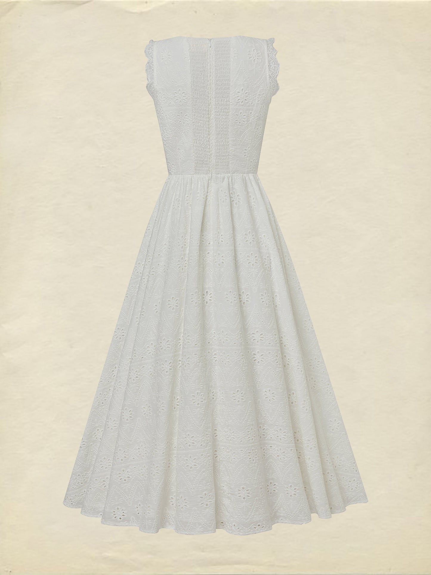 Robe longue en coton, sans manches, col en V, unie, dentelle, vintage, blanche