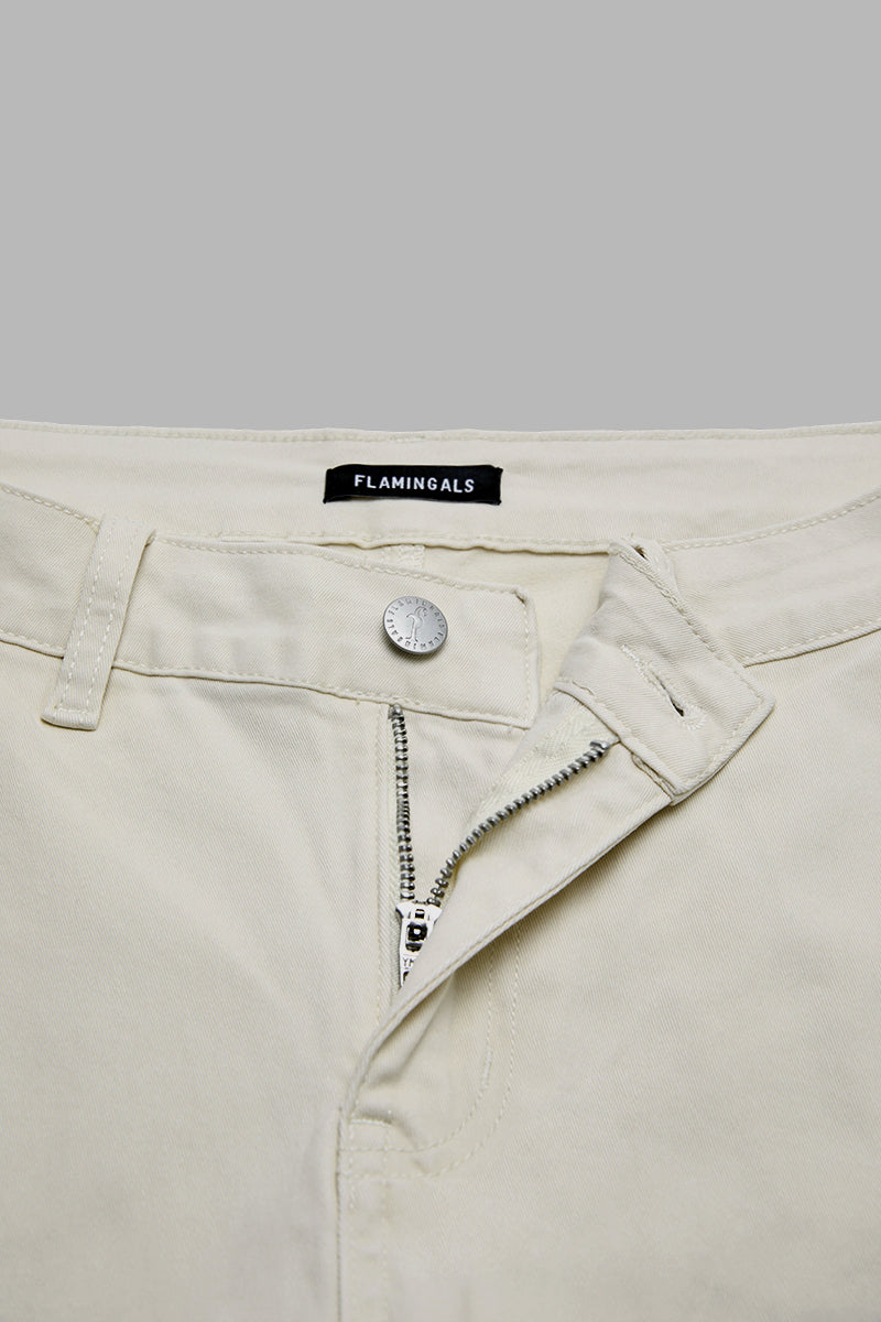 Solid Pleated Mid Rise Barrel Leg Pants Without Belt